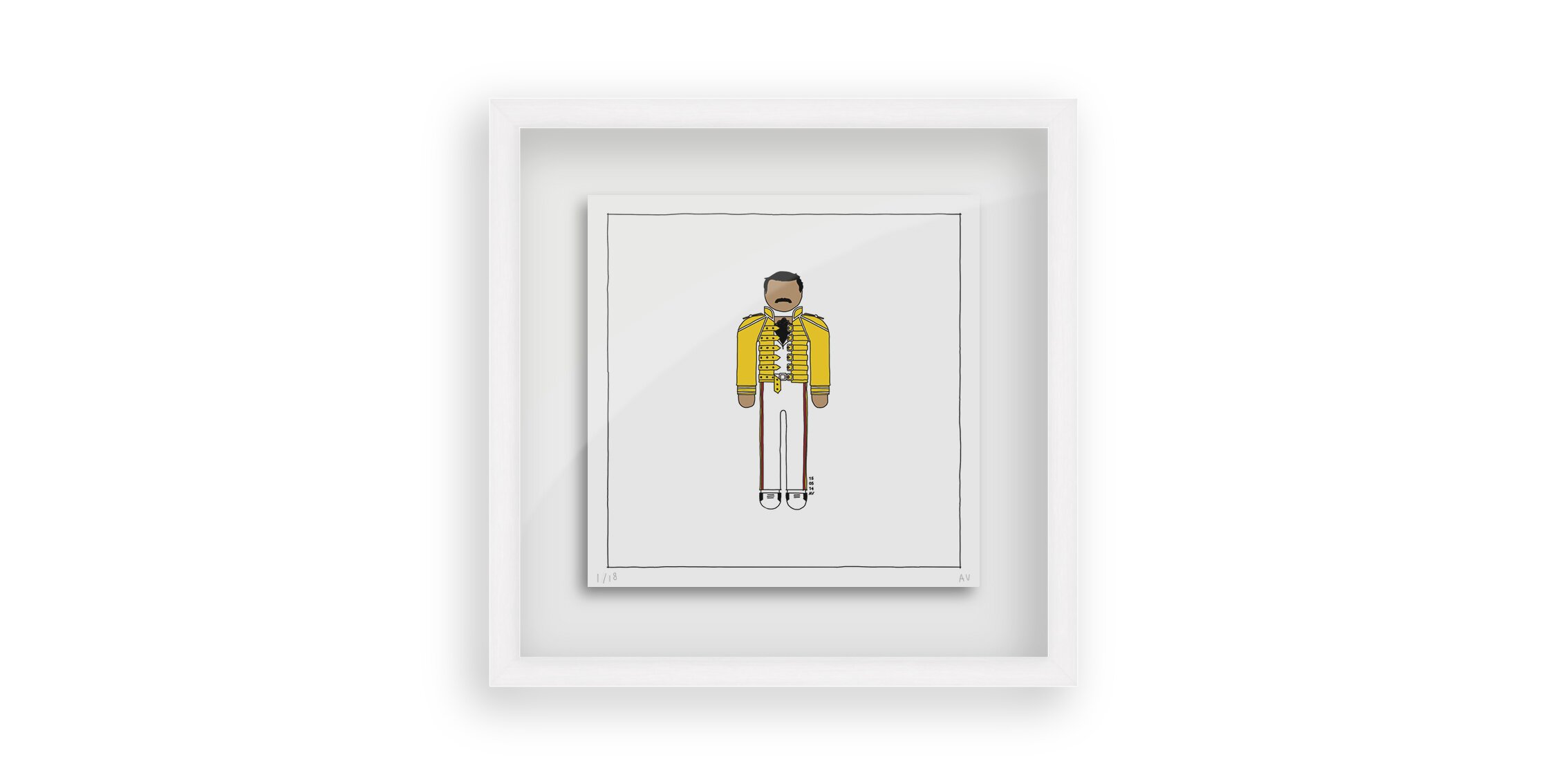 Freddie Mercury in Yellow - Persona Art Project (Ant Vervoort Hand Drawing)