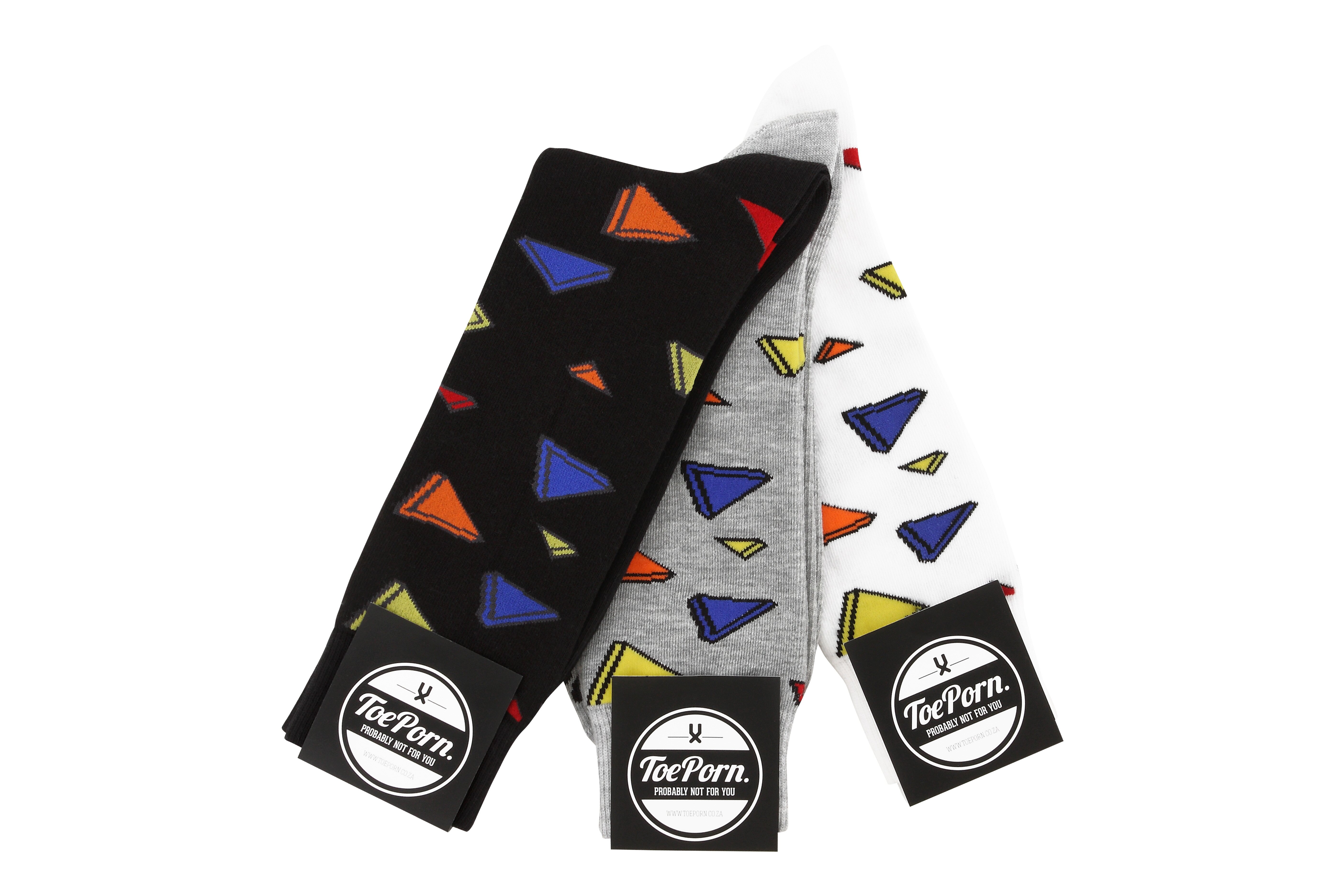 Tina Triangle ToePorn socks available in Black, Light Grey Melange and White R90 each